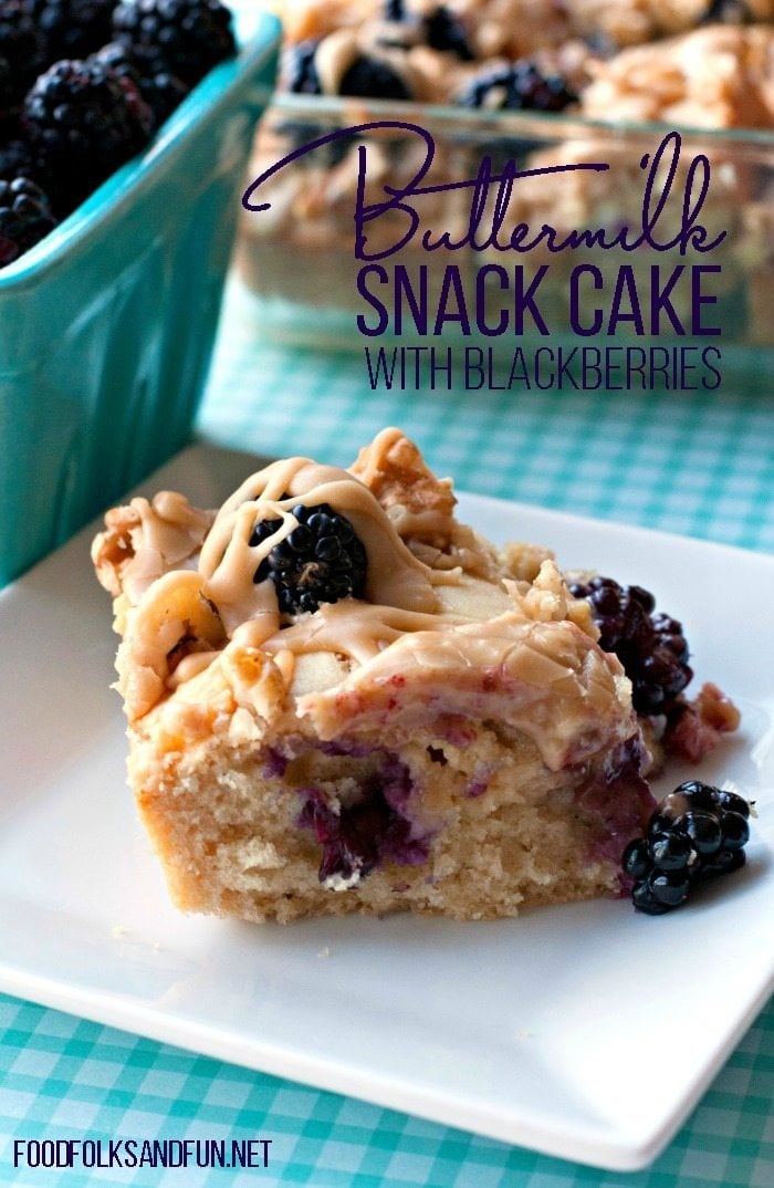 Buttermilk Snack Cake Recipe with Blackberries and Caramel