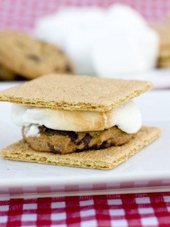 Smores Chocolate Chip Cookie on a plate