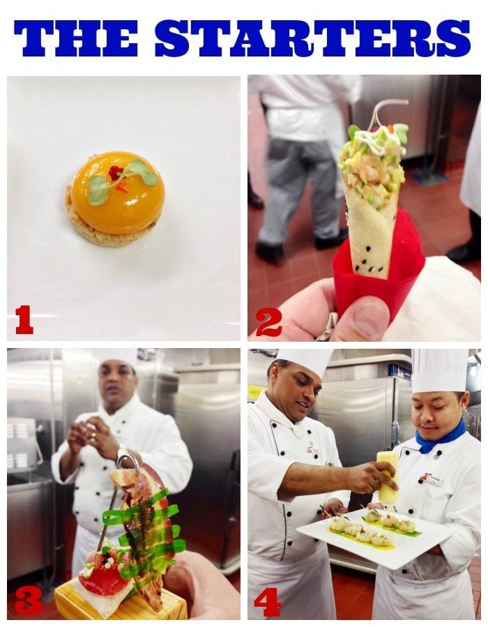 A collage of chef\'s preparing food on a Carnival cruise