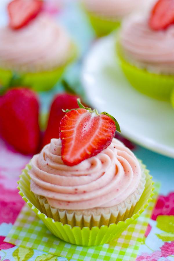 A close up of a Strawberry Cupcake