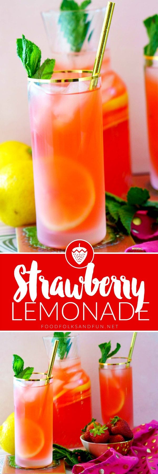 Delicious, homemade Strawberry Lemonade recipe.
