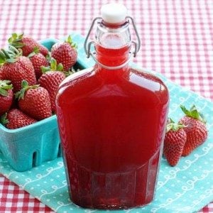 A bottle of Strawberry Syrup