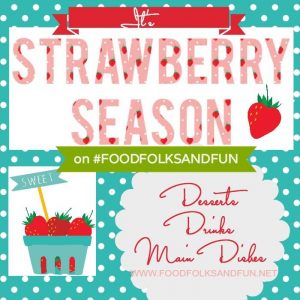 A link to more strawberry recipes with text overlay for social media