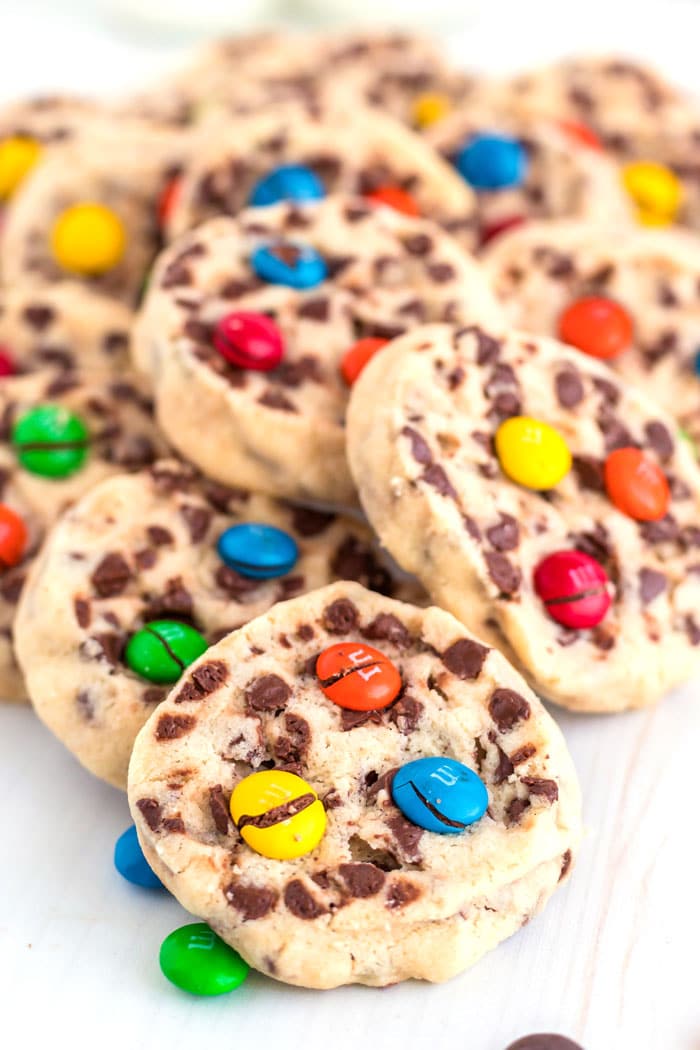 Chocolate Chip Shortbread Cookies with M&Ms