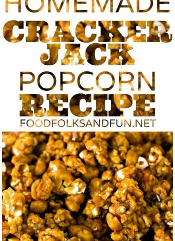 A close-up of Cracker Jacks with text overlay for Pinterest