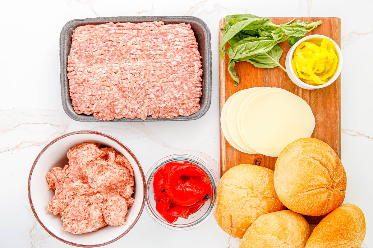 An overhead picture of all of the ingredients needed to make this recipe.