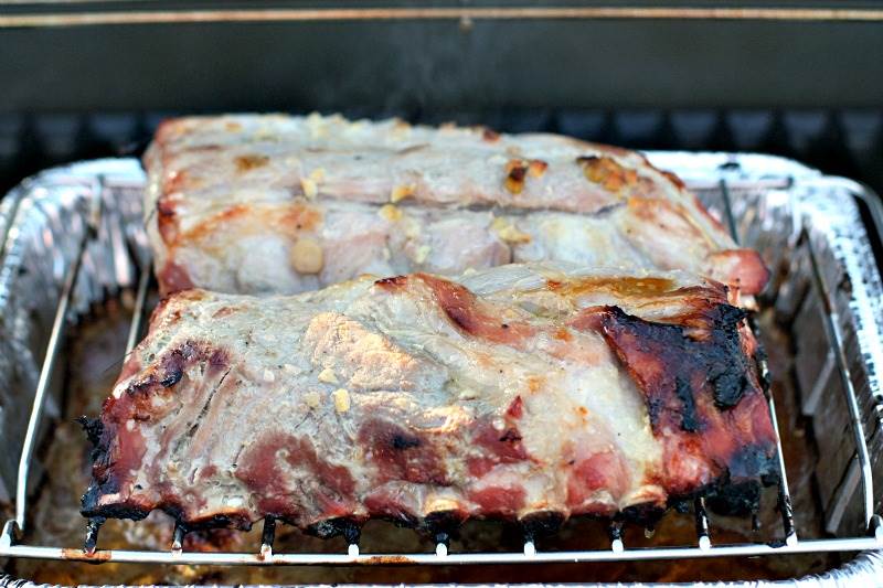 Roasting Ribs on a grill. 