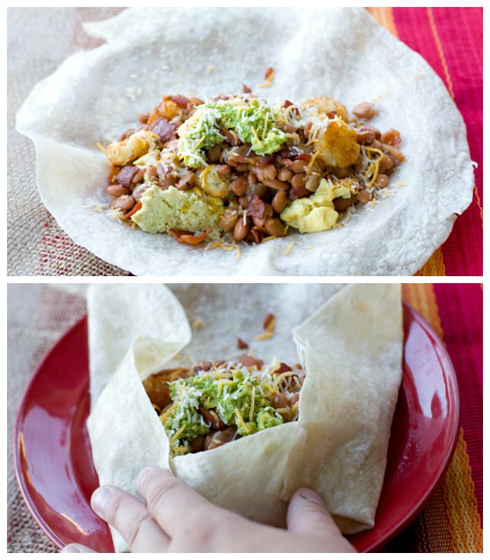 Process shots for Pinterest of making Breakfast burritos