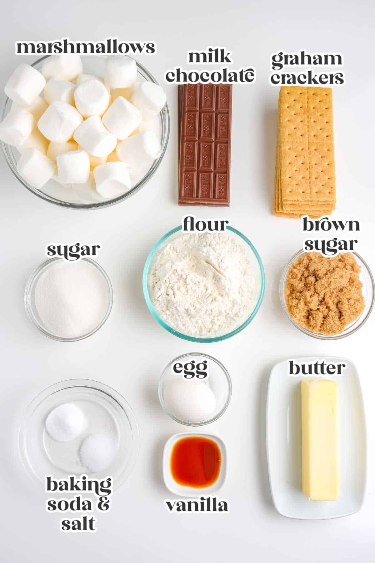 All of the ingredients needed to make this recipe with with text overlay labeling each ingredient.
