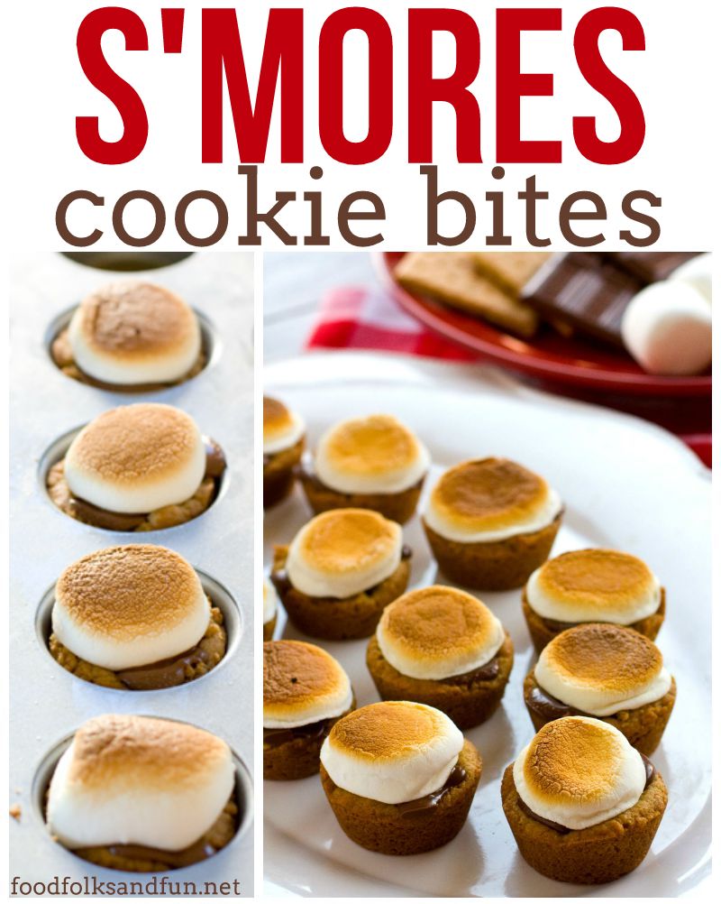 A collage of S\'mores cookie bites with text overlay for Pinterest
