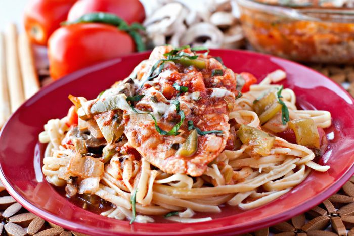 Chicken Cacciatore recipe made healthier by using fresh, local, in-season ingredients.