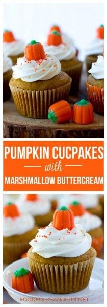 Pumpkin Cupcakes with Marshmallow Buttercream