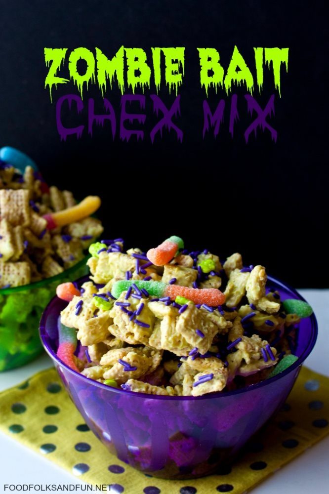 This Zombie Bait Chex Mix is a fun Halloween treat. Grab the kids, they’ll LOVE making it with you! Plus you’ll only need 4 ingredients! 