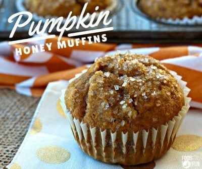 Close up picture of a pumpkin muffin.