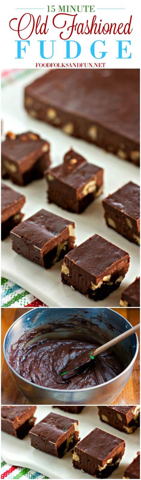 Picture collage of old fashioned fudge for Pinterest. 