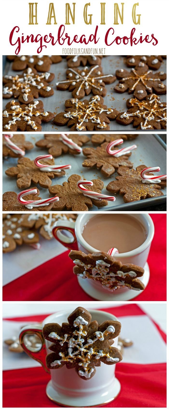 Picture collage of hanging gingerbread cookies gift for Pinterest.
