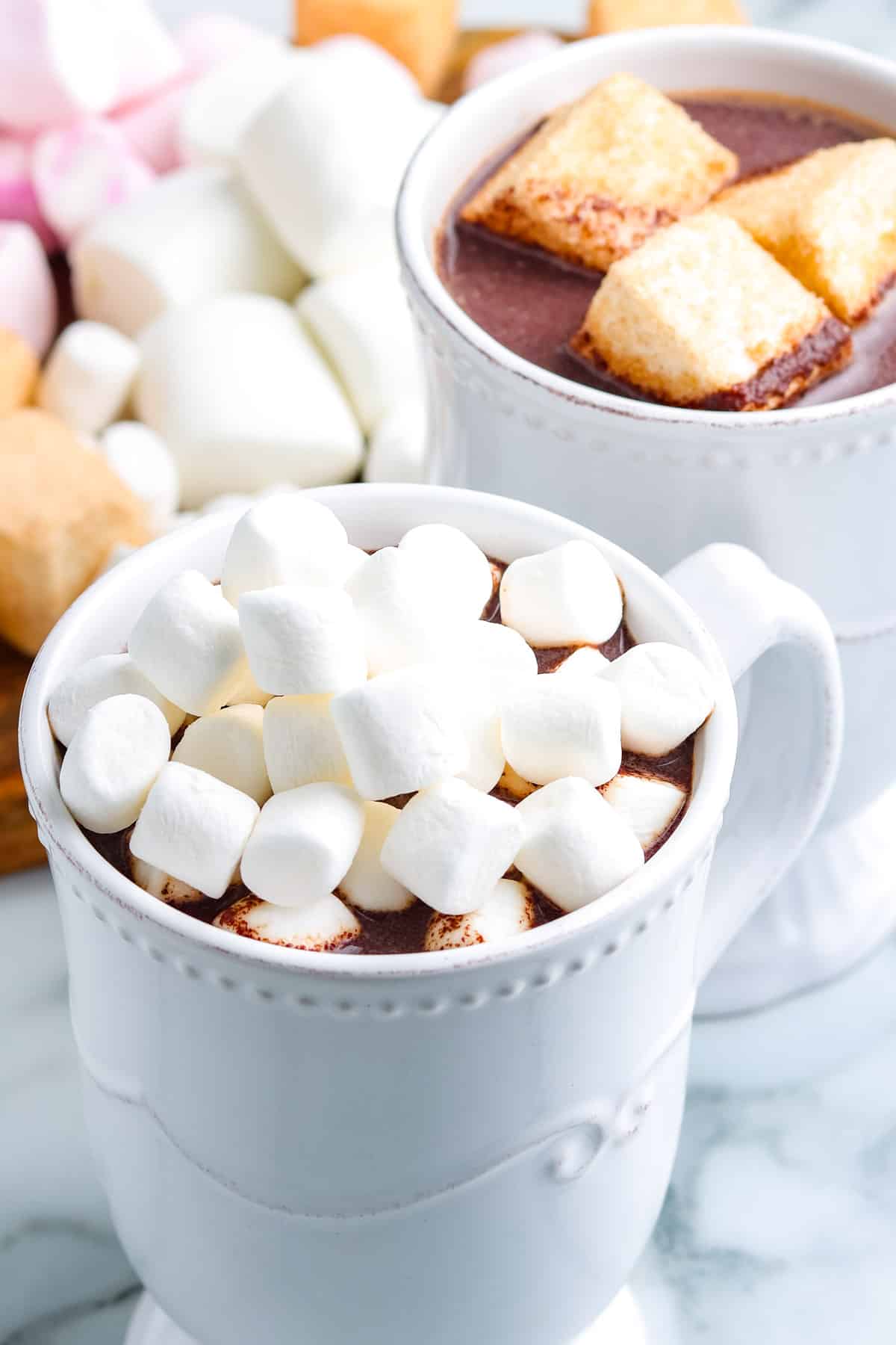 Homemade Hot Chocolate Mix made into a cup of hot chocolate.
