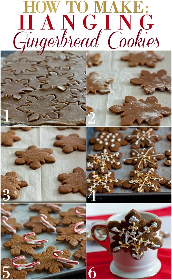 Picture collage of How to Make Hanging Gingerbread Cookies Gift with text overlay for Pinterest. 