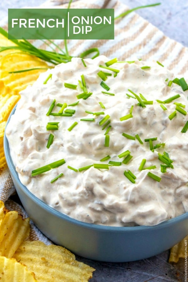Onion dip that is garnished with chives.