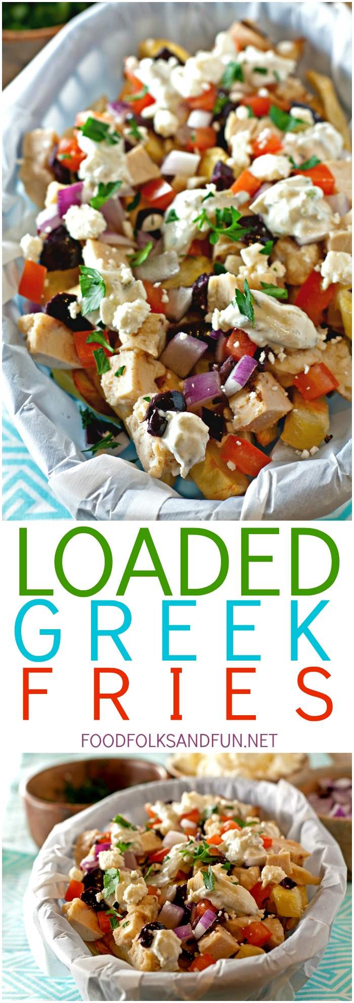 This loaded Greek fries recipe is perfect for weeknight meals or game day eats! These fries are big on flavor!