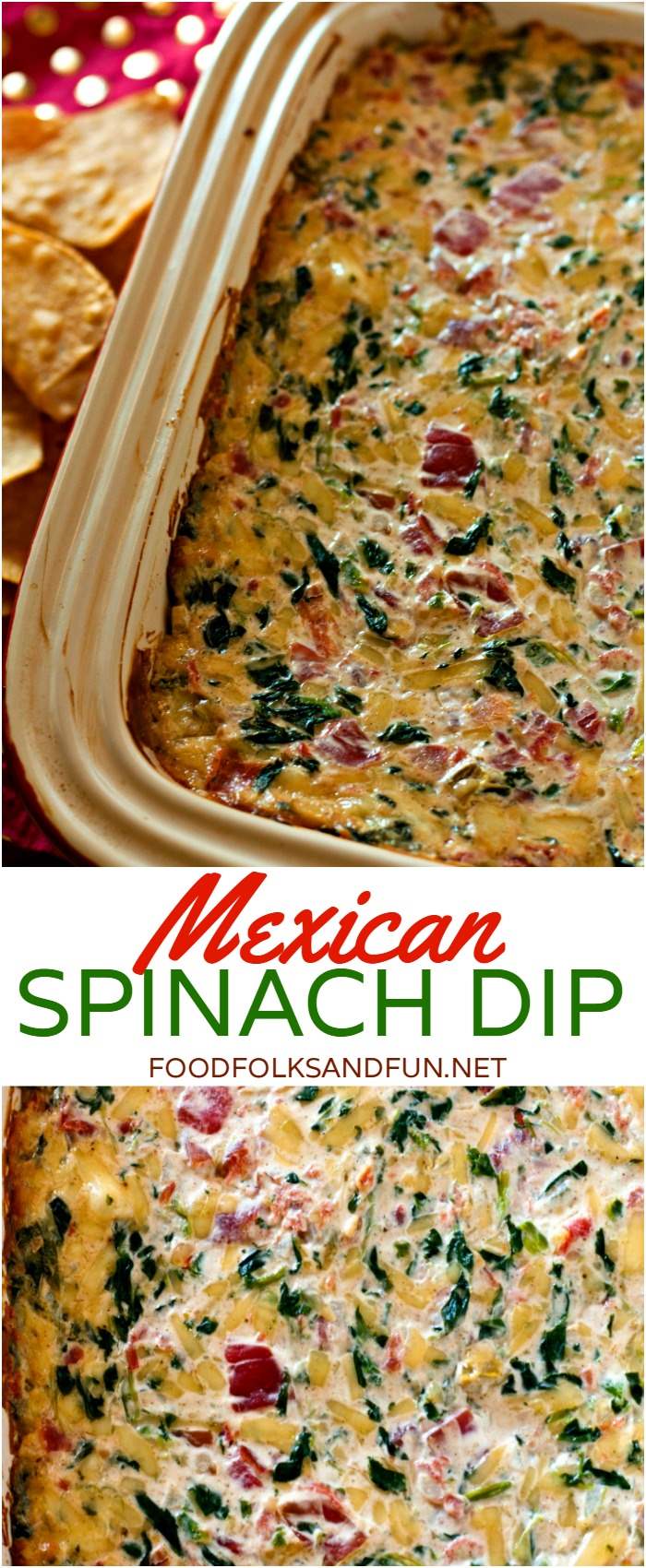 If you love spinach dip and Mexican food then you'll LOVE my Mexican Spinach Dip! It's a tasty Super Bowl recipe!