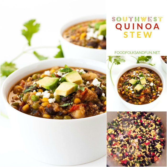 Picture collage of quinoa stew. 