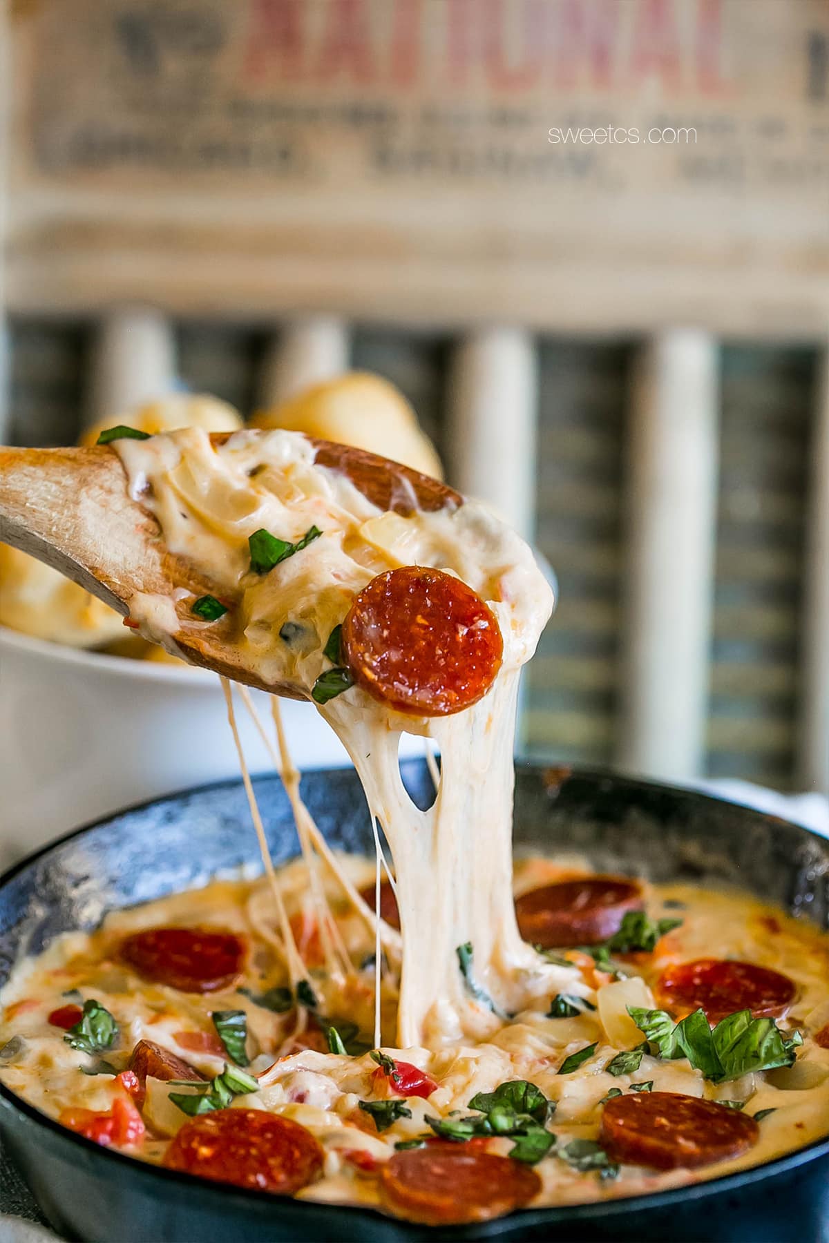 Pizza Dip in a bowl