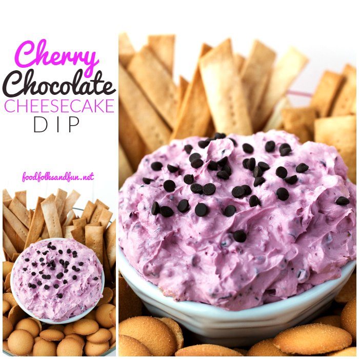 This Cherry Chocolate Cheesecake Dip is a fun dessert to serve at parties.