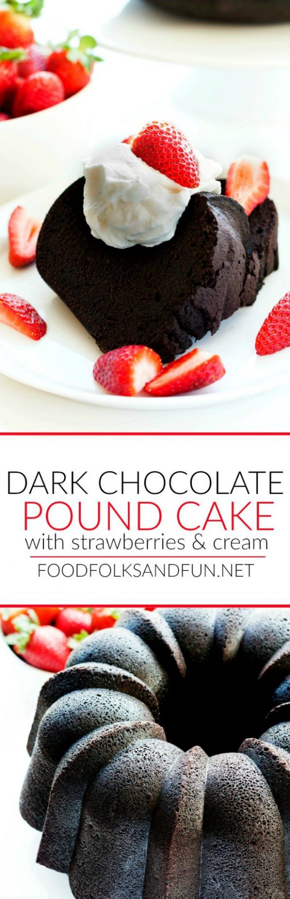 Picture collage of Dark Chocolate Pound Cake for Pinterest. 