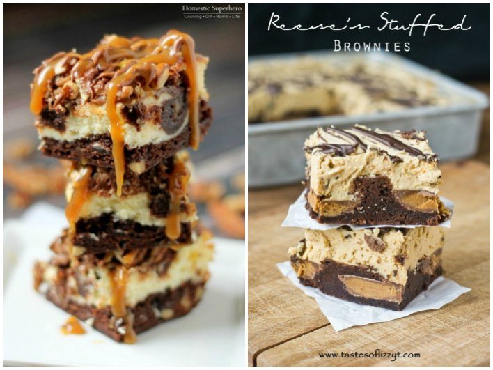 A collage of brownies with text overlay for Pinterest