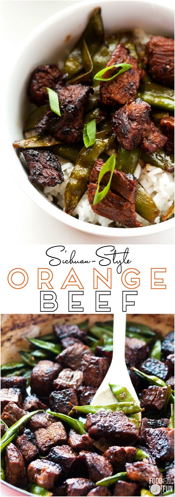 Sichuan Style Orange Beef collage with text overlay for Pinterst