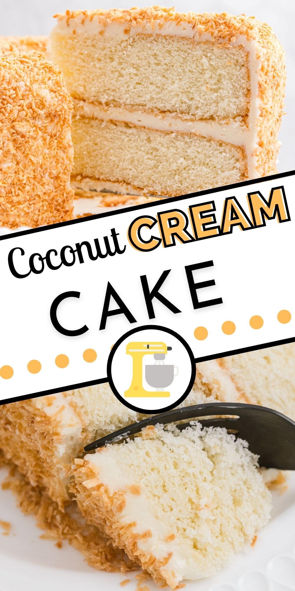 This recipe for Coconut Cream Cake is so tender, and it is deliciously covered in Coconut Swiss Meringue Buttercream and beautifully toasted coconut. via @foodfolksandfun