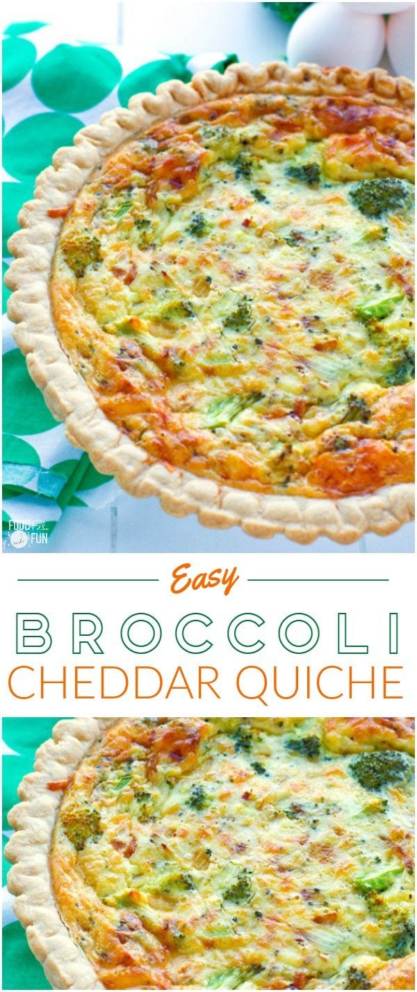 This easy cheddar vegetarian broccoli quiche recipe costs just $4.48 to make. It has the creamiest, smoothest custard interior. via @foodfolksandfun