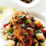 This Goat Cheese Stuffed Chicken Breast is so succulent and juicy. It’s served on top of a bed of vibrant Panzanella.