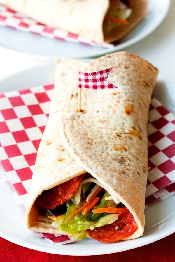 Top View of a Pizzeria Salad Wrap