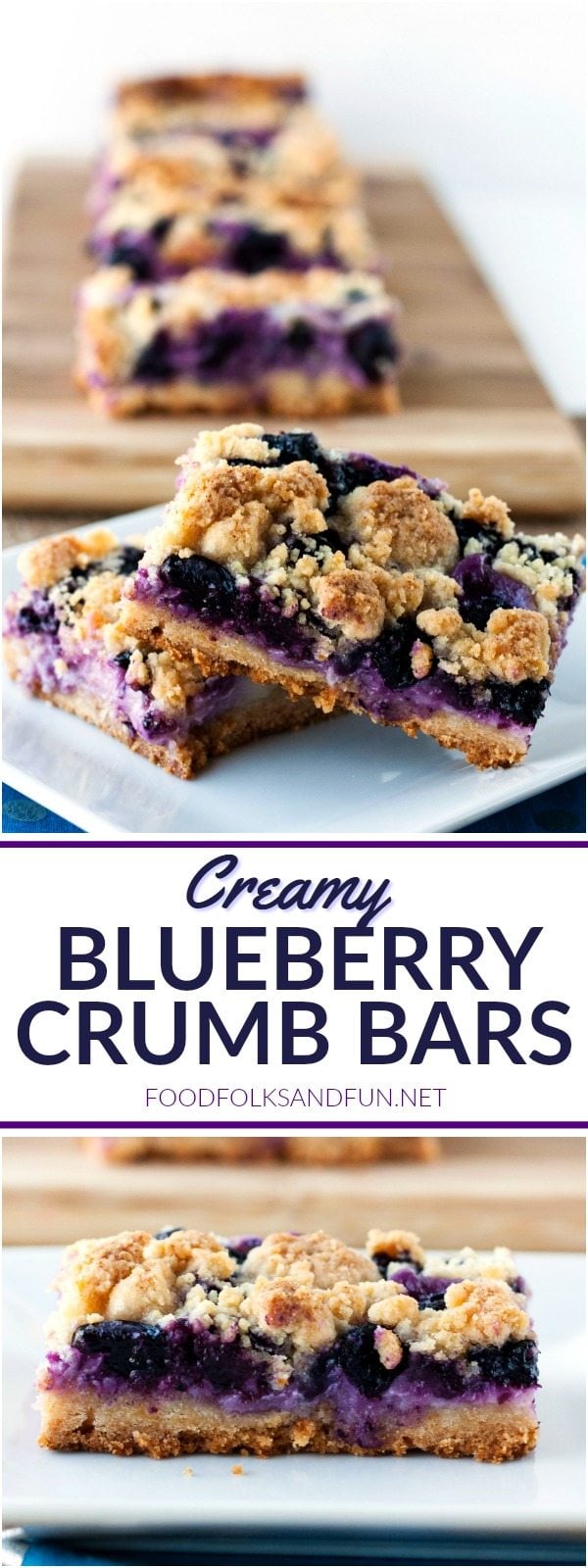 A picture collage of the blueberry bars. 