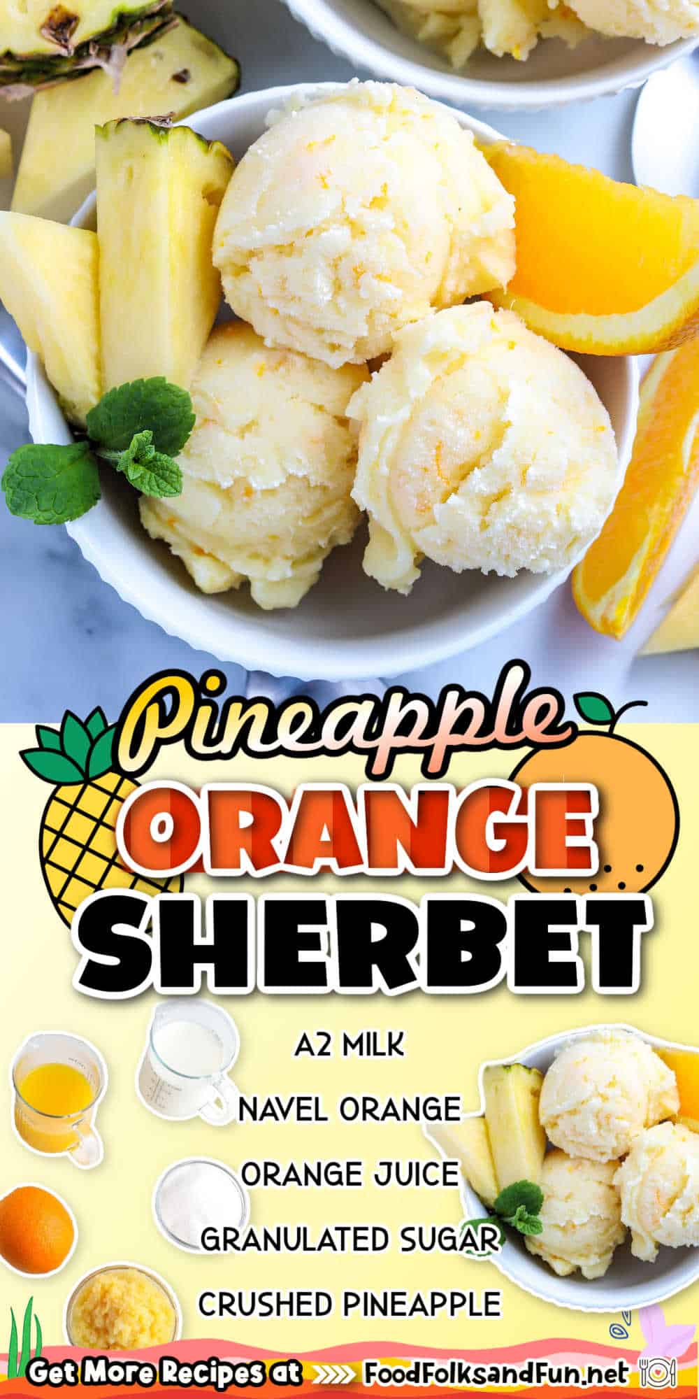 This orange sherbet with pineapple is simple to make and so refreshing. It’s just the thing to make when the weather starts to warm up!
 via @foodfolksandfun