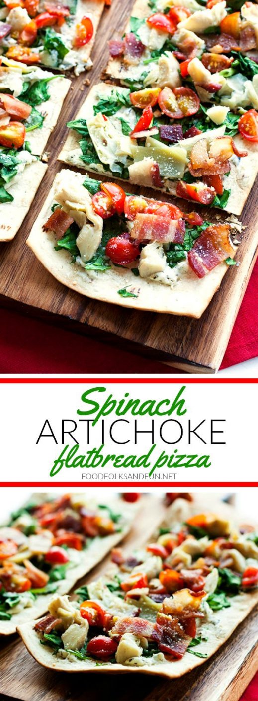 Grilled Spinach Artichoke Flatbread Pizza • Food Folks and Fun