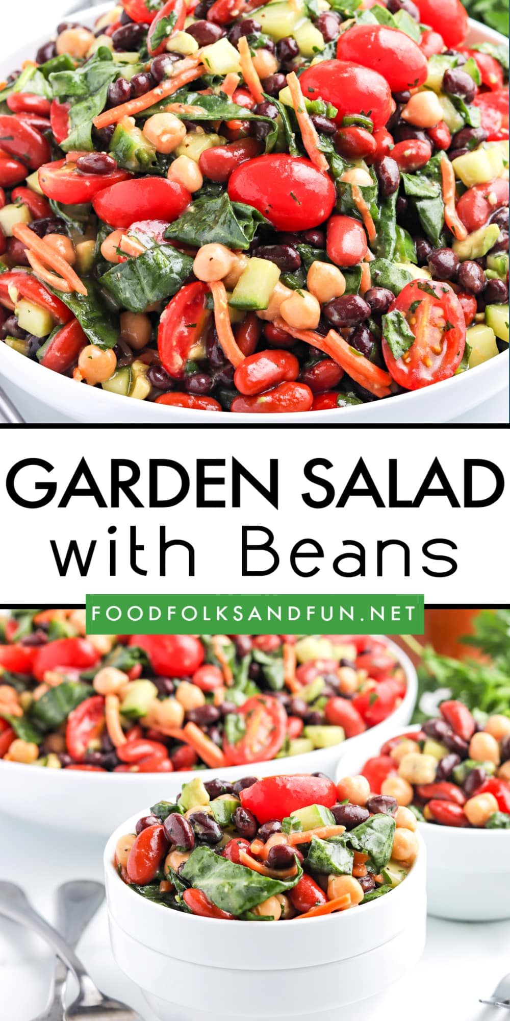 This delicious Garden Salad With Beans recipe is the perfect lunch or side dish for any meal! It’s flavorful and packed with protein, keeping you full and satisfied. 
 via @foodfolksandfun