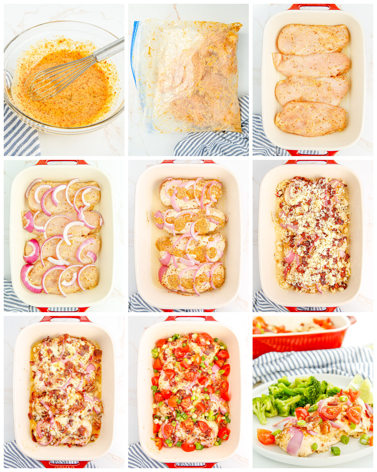A picture collage showing how to make this Monterey Chicken recipe.
