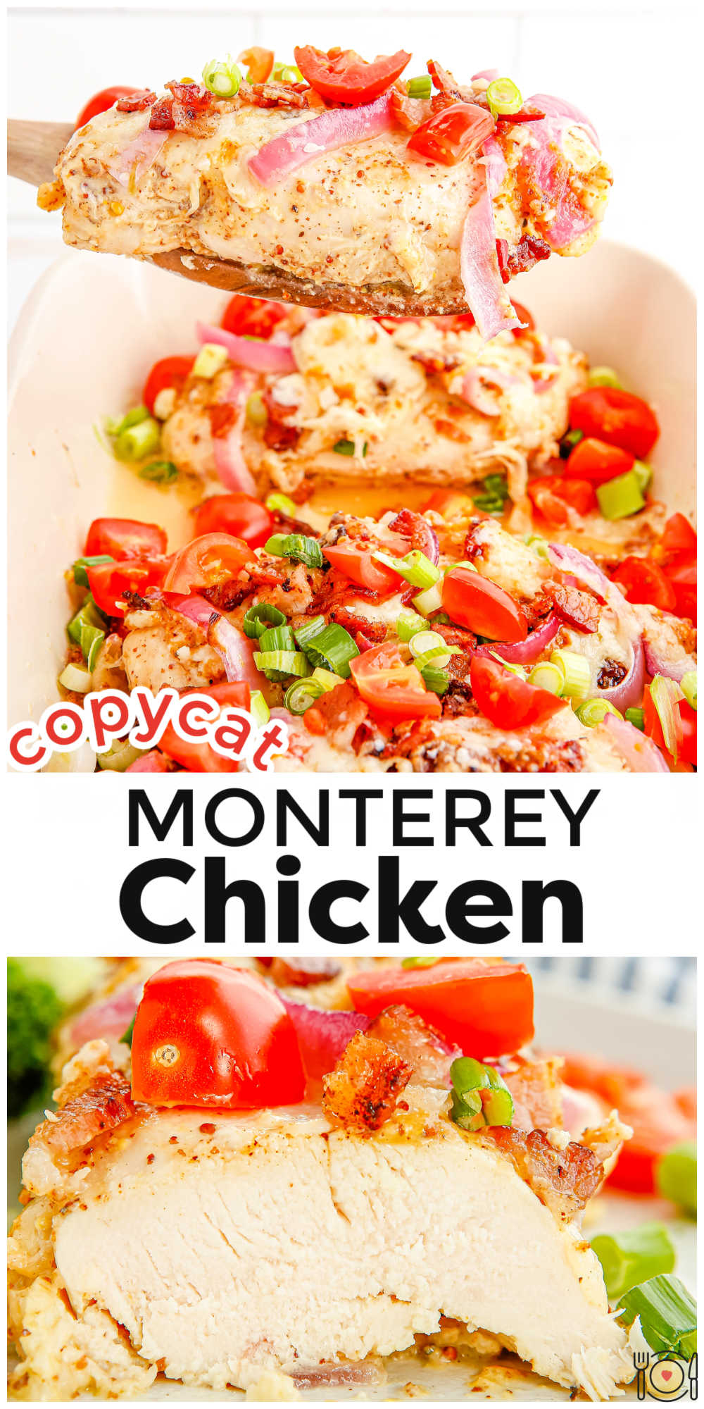 This Copycat Monterey Chicken recipe is the perfect combination of honey-mustard chicken breasts, bacon, and melted Monterey Jack cheese. See how easy it is to make this easy and crave-worthy restaurant favorite at home! via @foodfolksandfun