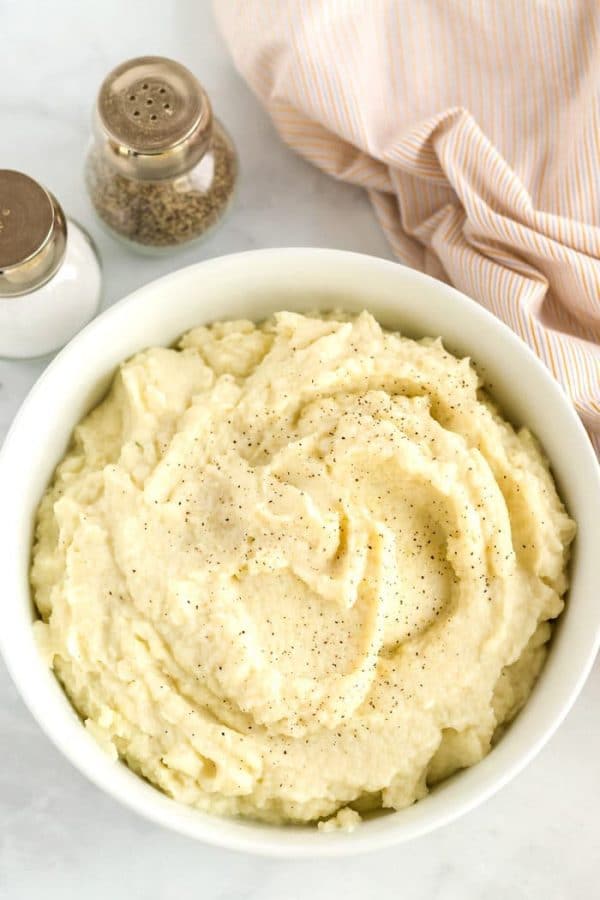 Overhear picture of Cauliflower Mashed Potatoes.