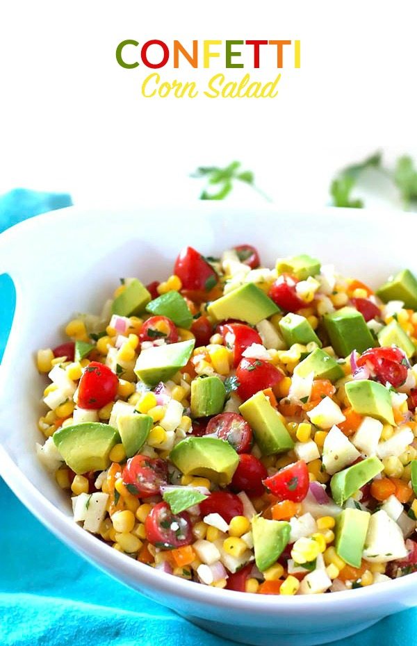 This Confetti Corn Salad is a refreshing, light side dish that’s perfect for summer dinners, potlucks, parties, and more! 