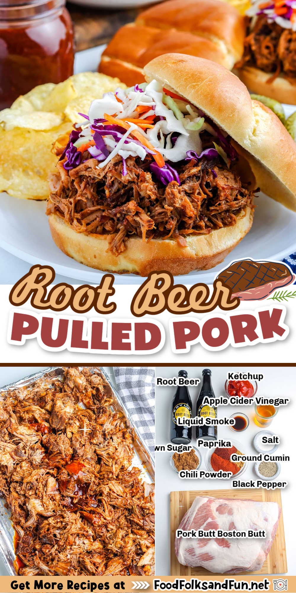 This Slow Cooker Root Beer Pulled Pork recipe is sweet, tangy, and downright delicious. It’s perfect for entertaining, and the root beer barbecue sauce alone is worth the make! via @foodfolksandfun