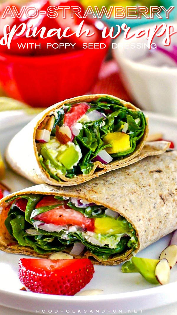 Picture of spinach wraps stacked on top of each other for Pinterest.