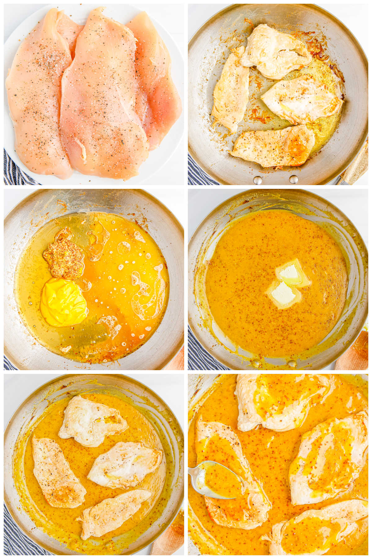 A picture collage showing how to make this Honey Mustard Chicken.