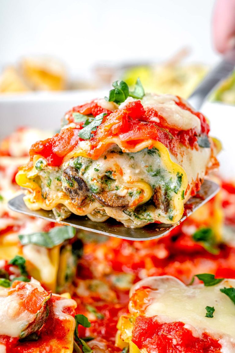 Skinny Lasagna Rolls With Spinach and Mushrooms • Food Folks and Fun