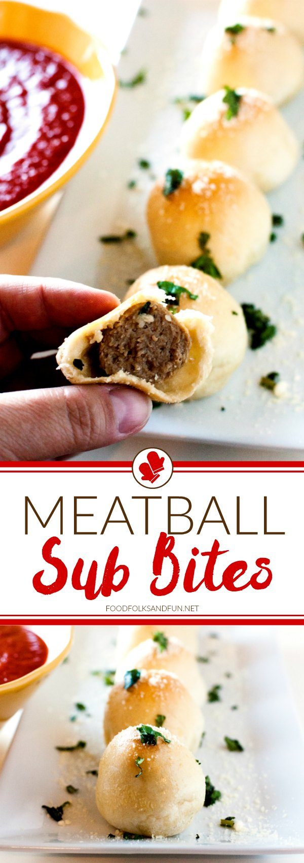 These Meatball Sub Bites are a fun twist on the classic sub. They're not nearly as messy, but every bit as good! They’re also great for game day, holidays, and potlucks, too! via @foodfolksandfun