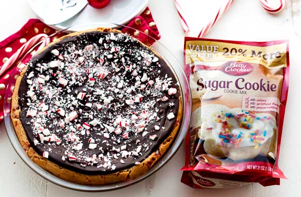 Sugar cookie pie with a pouch of sugar cookie mix. 