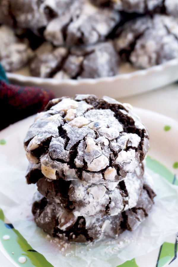 Chocolate Crinkle Cookies with Hazelnuts